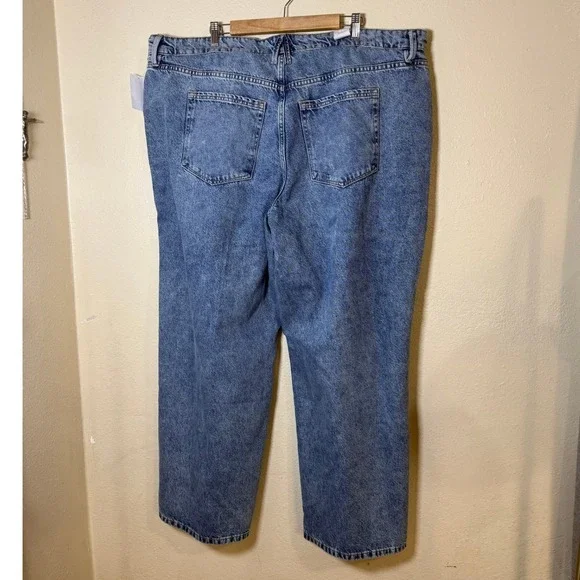 New Good American Women Jeans Indigo Acid Wash 22 Good Ease Solution Wide Leg - Picture 4 of 11